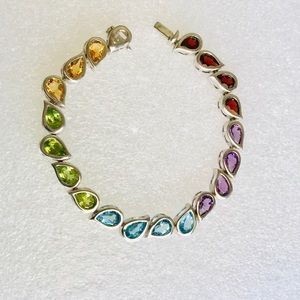 Sterling Gemstone Tennis Style Bracelet
